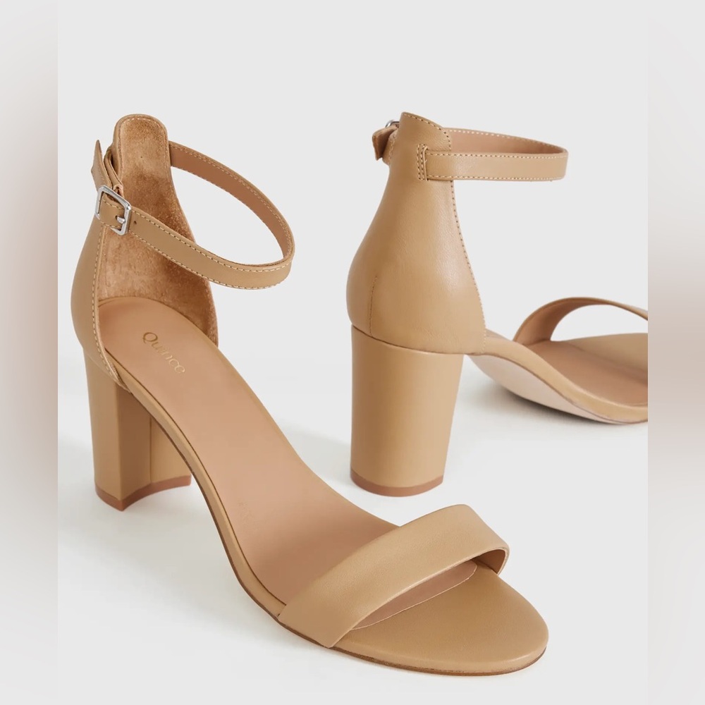 Women's Tan Ankle Strap Block Heel Sandals
